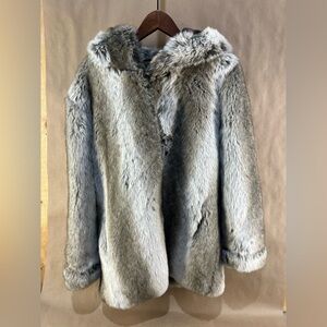 Women’s Grey Faux Fur Jacket (Size 8)